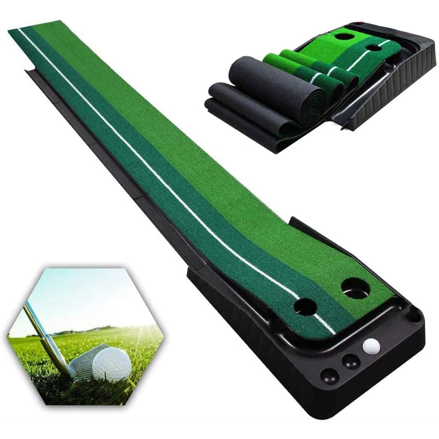 접이식 2.5m/3m 골프 퍼팅 연습 매트, 자동 볼  - Golf Putting Mat 리뷰 및 가격